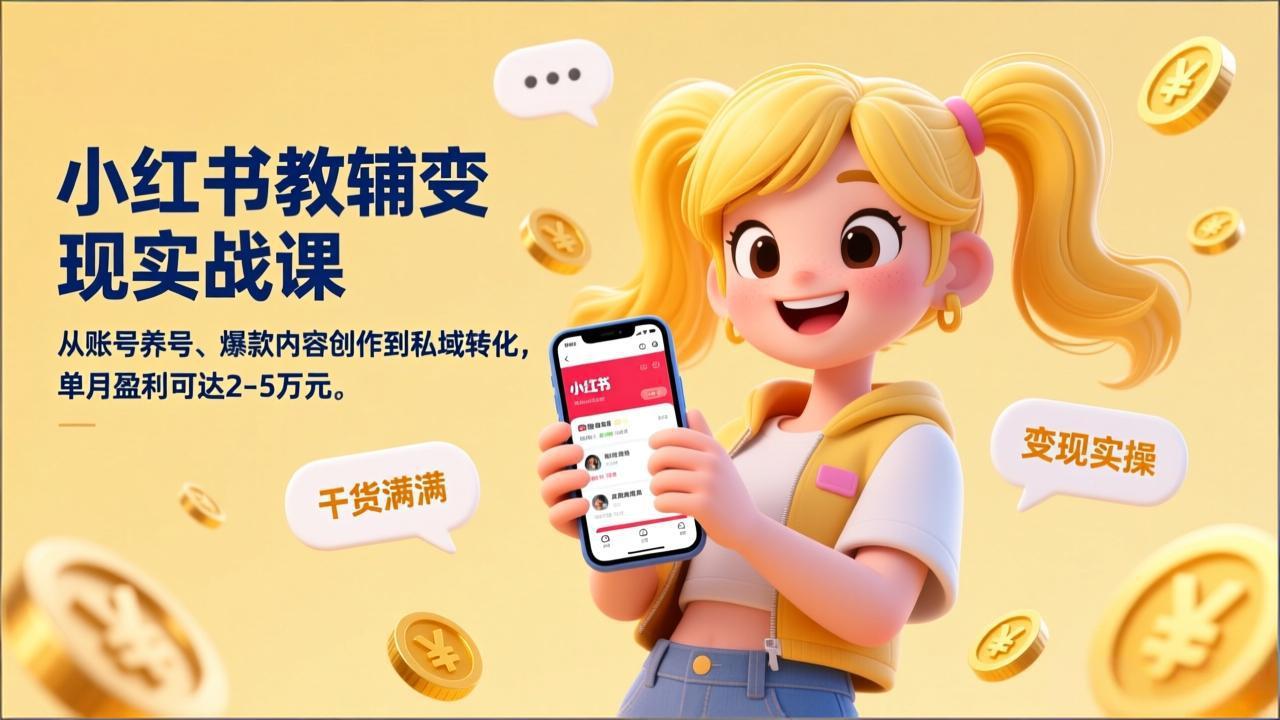 小红书教辅实战课 月入2 5万养号秘籍-九零创业网