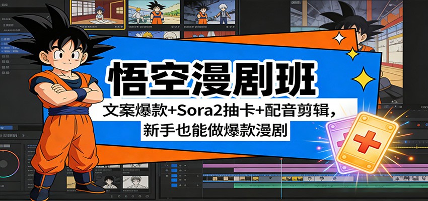 悟空班新秀 Sora2助力 配音剪辑 新手爆款漫剧速成-九零创业网