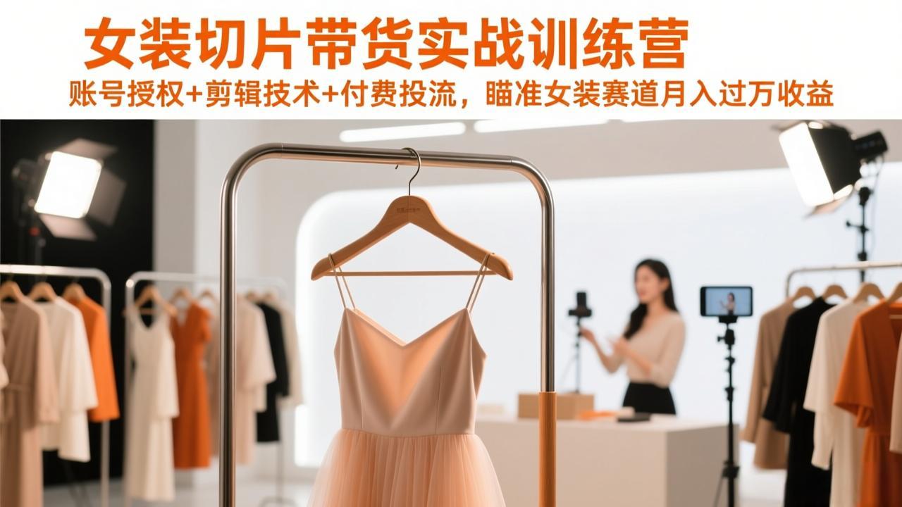女装带货实战营 授权+剪辑+投流 月入过万女装达人养成记-九零创业网