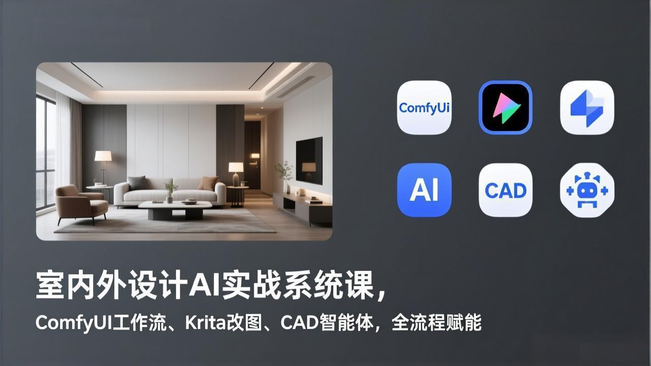 AI赋能室内外设计全流程 ComfyUI Krita CAD智能体实战课-九零创业网