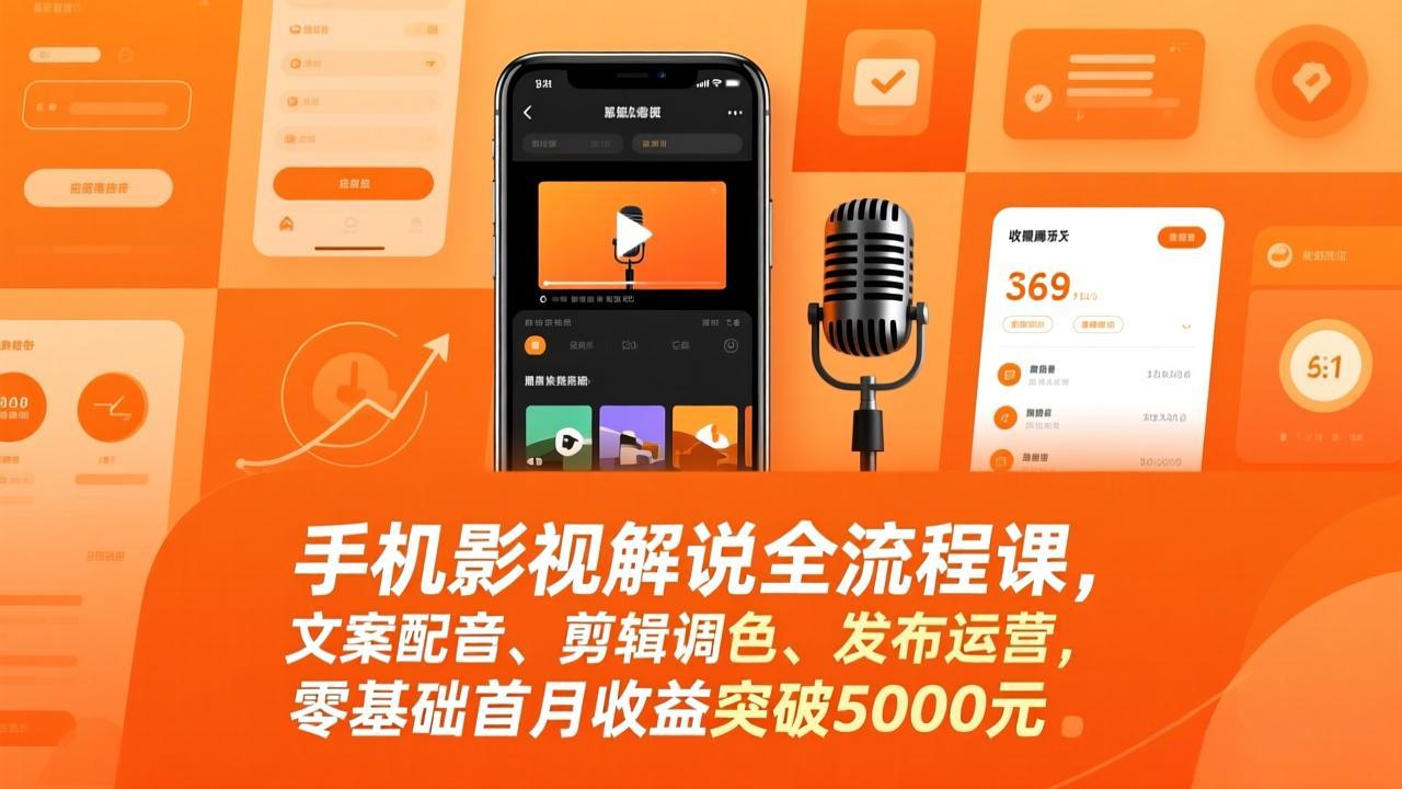 影视解说小白课 首月破5000 配音剪辑运营全攻略-九零创业网