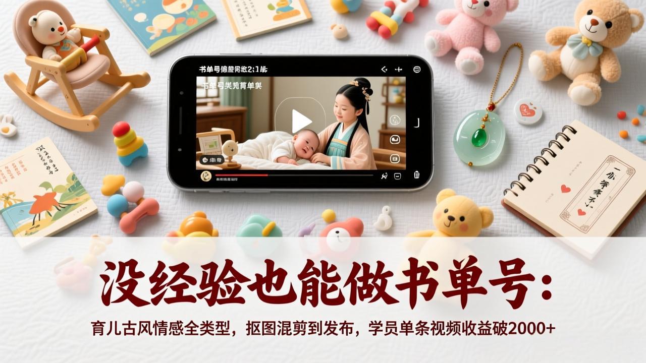 古风育儿情感书单 零基础混剪达人 收益翻倍-九零创业网