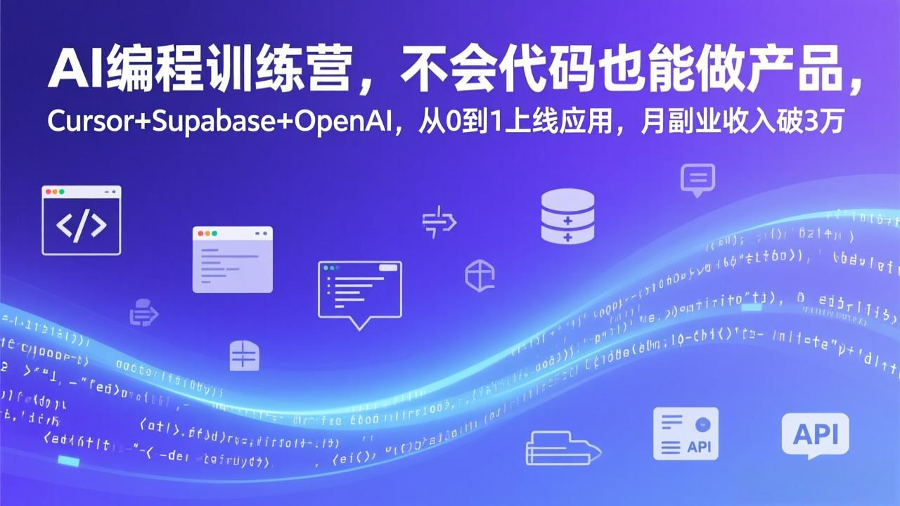 零基础用Cursor+Supabase+OpenAI 月入3万打造AI应用-九零创业网