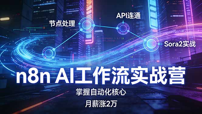 n8n AI工作营 节点操控+API连接 Sora2实战月薪翻倍-九零创业网