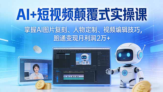 AI短视频实操课 图片复刻 人物定制 月入2万+技巧速成-九零创业网