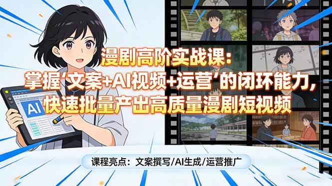 漫剧高阶实战 文案AI赋能 批量产短视频高效运营-九零创业网