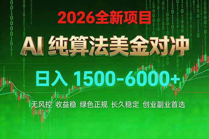 2026全新美金对冲 日赚1500+ 不套金不封号 算法稳赚-九零创业网