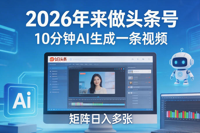 2026前瞻 AI矩阵日入多金 10分钟视频打造头条爆款-九零创业网