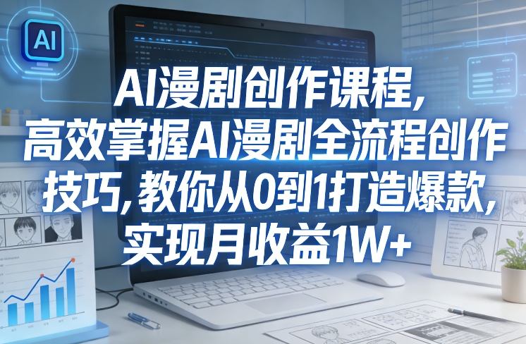 AI漫剧创作速成课 从零到爆款 月入过万-九零创业网