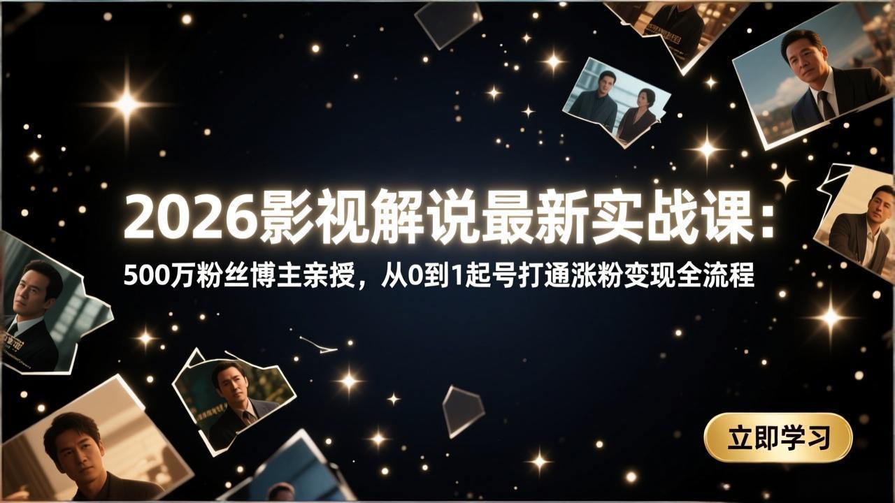 2026影视解说实战课 500万博主亲授 涨粉变现全攻略-九零创业网