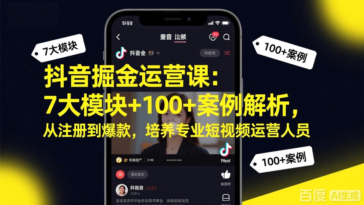 抖音运营达人速成 7模块100案例 从新手到爆款-九零创业网