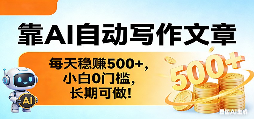 AI写作日入500+ 小白轻松上手 长期收益无忧-九零创业网