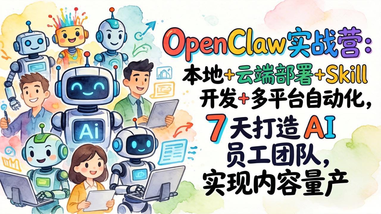 7天OpenClaw实战营 AI员工团队量产 云端本地Skill多平台自动化-九零创业网