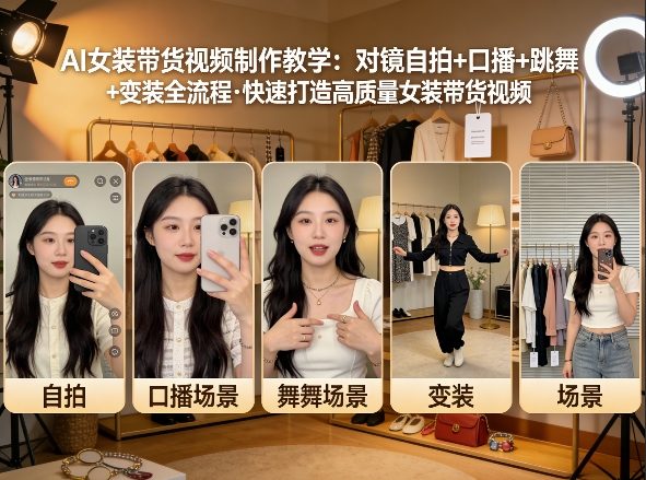AI赋能女装带货 自拍口播舞变装 速成高质短视频-九零创业网