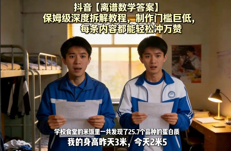 抖音爆款教程 轻松制作离谱数学答案 万赞秘籍大公开-九零创业网