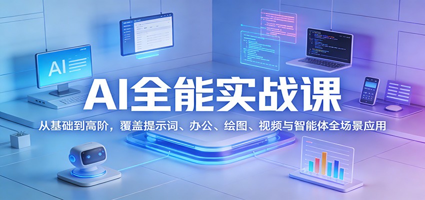 AI全能实战课 基础至高阶 全场景AI应用指南-九零创业网