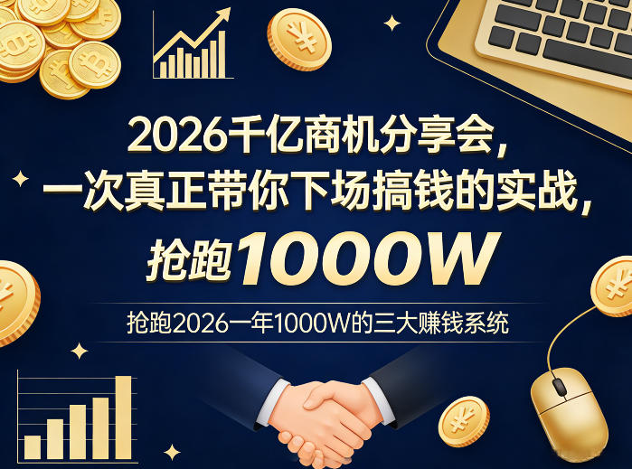 2026商机大会 抢跑百万 三大赚钱系统揭秘-九零创业网