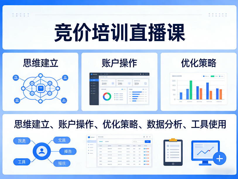 全方位竞价优化直播课 思维导图+实操技巧 高效提升竞价效果-九零创业网
