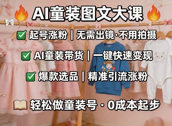 AI赋能童装 图文带货秘籍 爆款选品攻略 轻松涨粉-九零创业网