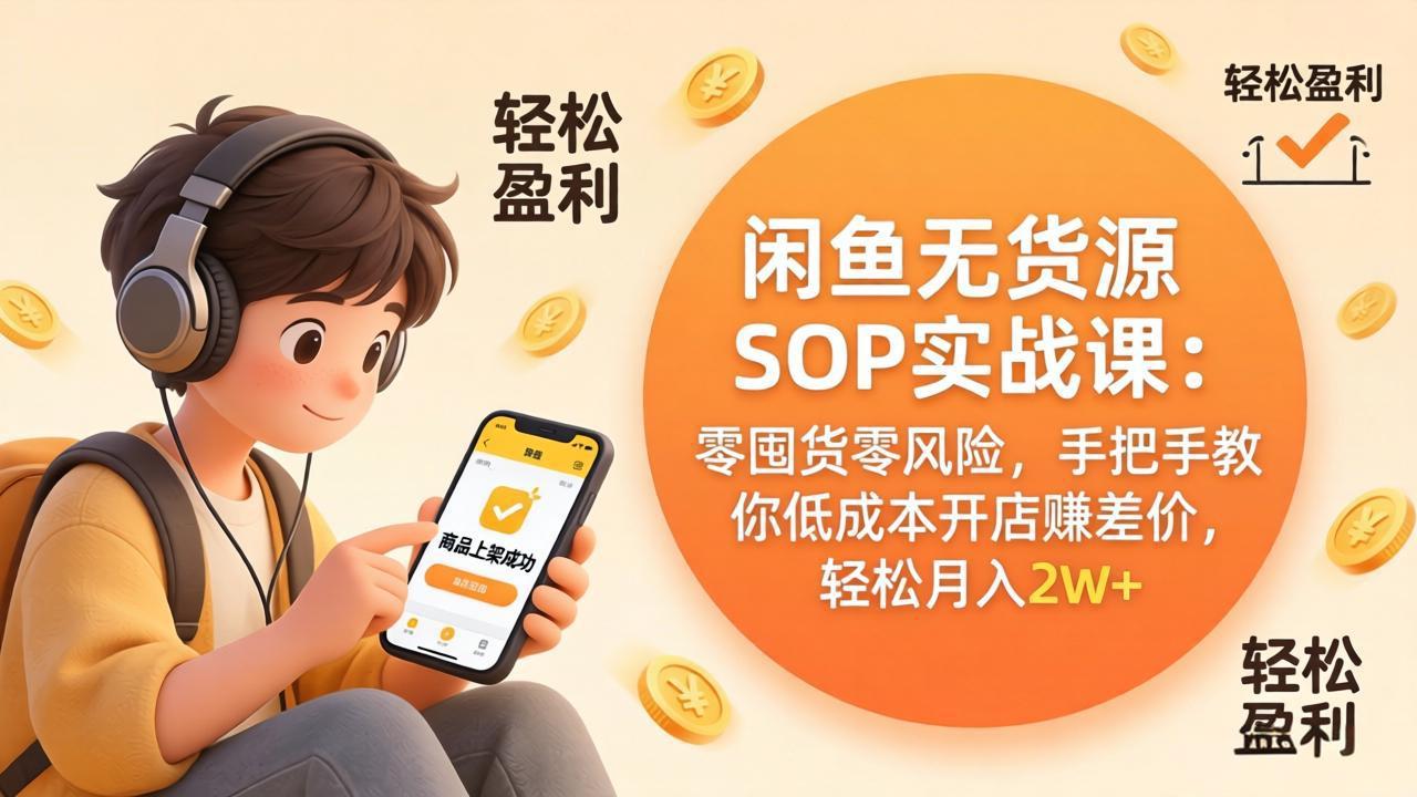 闲鱼无货源开店秘籍 低成本赚差价 月入2万+轻松入门-九零创业网