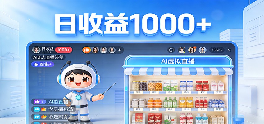 无人直播 24小时自动赚钱 收益实时可见-九零创业网