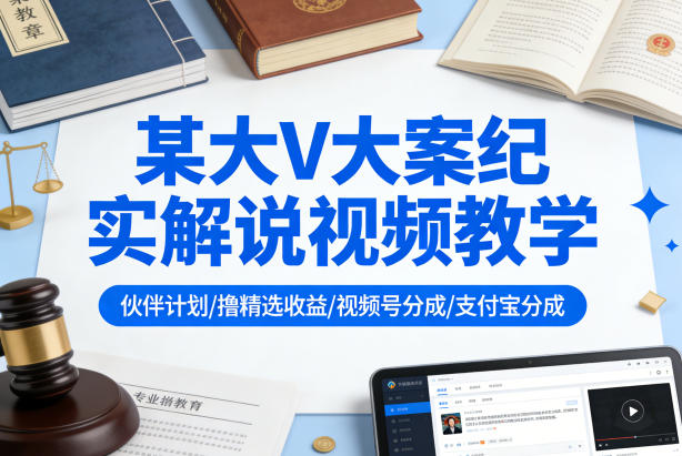 揭秘大V大案 纪实教学 收益共享 视频号+支付宝分成-九零创业网