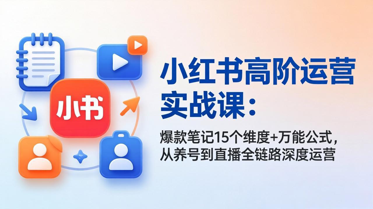 小红书高阶运营秘籍 打造爆款笔记 全链路直播实战-九零创业网