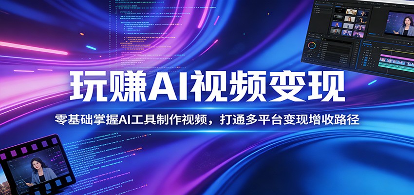 零基础玩转AI视频 多平台变现轻松赚-九零创业网
