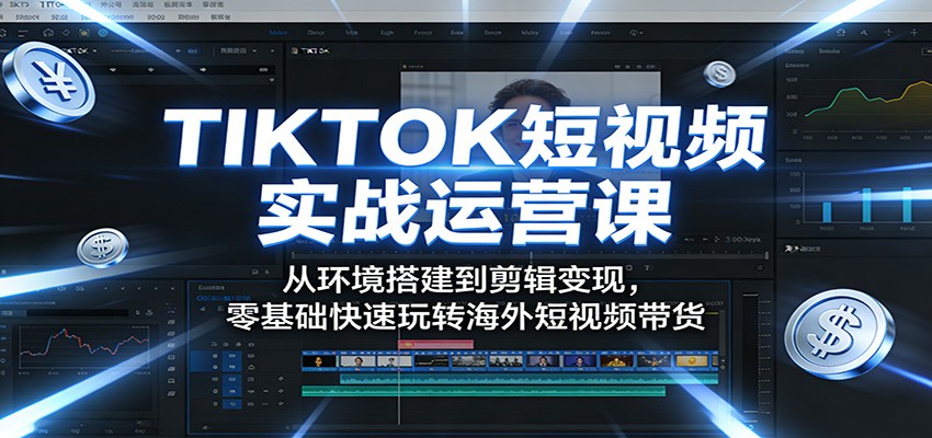 零基础学TIKTOK 环境搭建+剪辑变现 海外短视频带货速成课-九零创业网