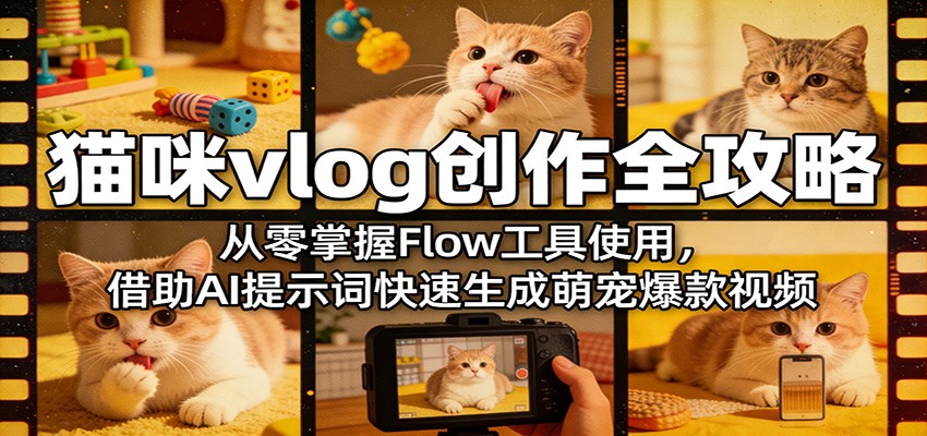 猫咪Vlog达人速成 Flow工具AI助力萌宠爆款视频-九零创业网