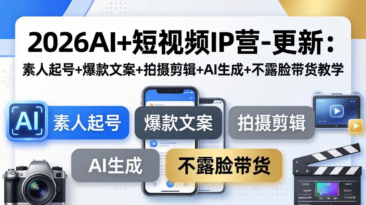 2026AI短视频营 素人打造爆款 AI赋能不露脸带货-九零创业网