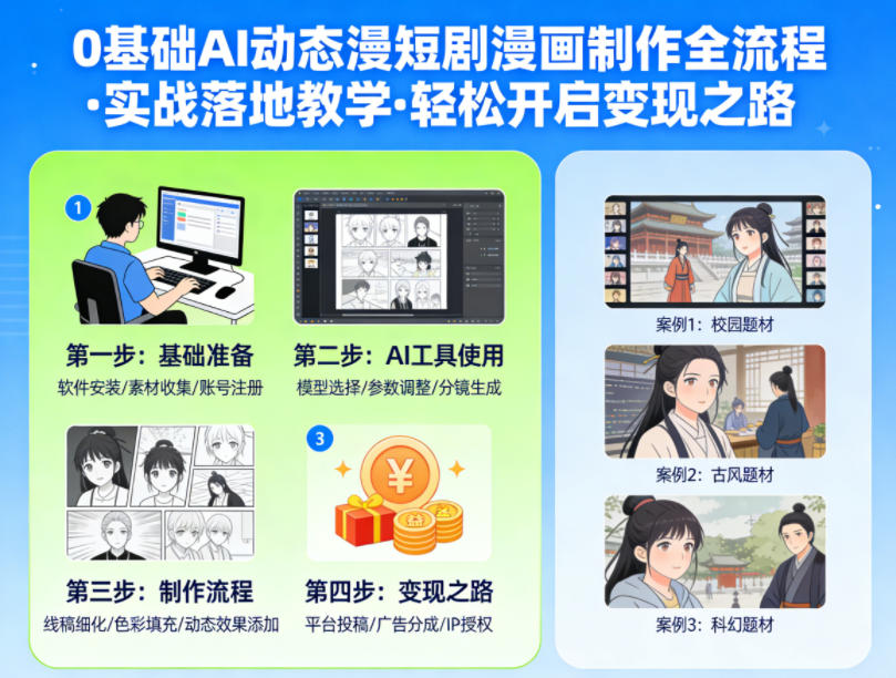零基础AI动漫制作实战教程 轻松变现新起点-九零创业网