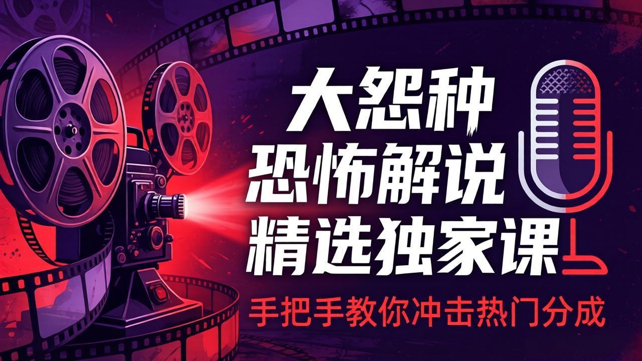恐怖解说达人养成课 热门电影解析 打造爆款分成秘籍-九零创业网