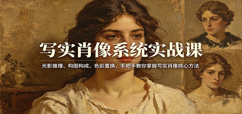 实战光影构图色彩 解锁写实肖像精髓课程-九零创业网