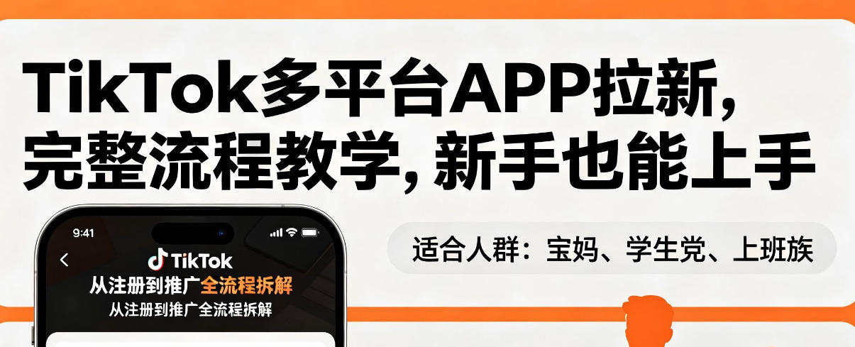 TikTok多平台APP拉新攻略 新手轻松出海赚美金-九零创业网