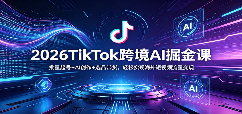 2026TikTok跨境AI课 AI赋能 批量起号 轻松掘金海外短视频-九零创业网