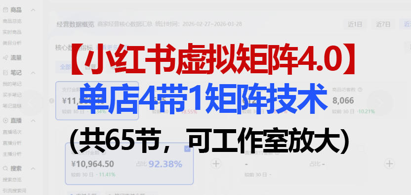 小红书单店4带1矩阵4.0 65节课程 工作室放大版-九零创业网