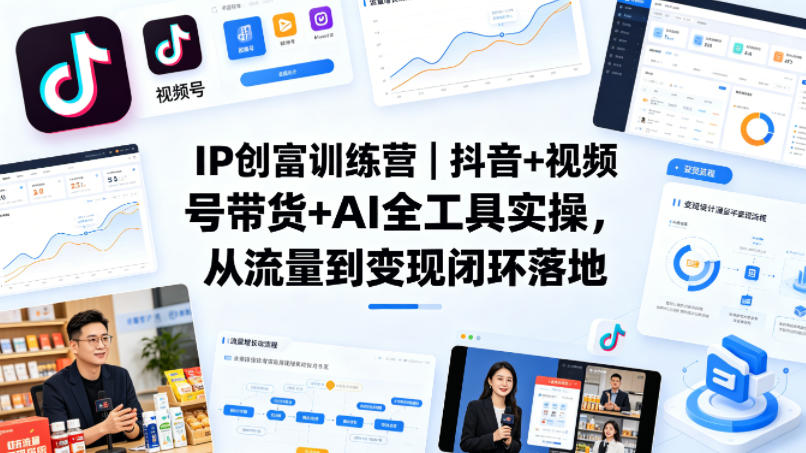 抖音视频号带货 AI工具赋能 流量变现训练营全攻略-九零创业网