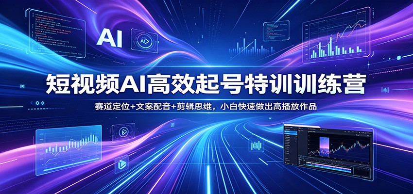 短视频AI高效起号特训营 小白速成高播放爆款-九零创业网