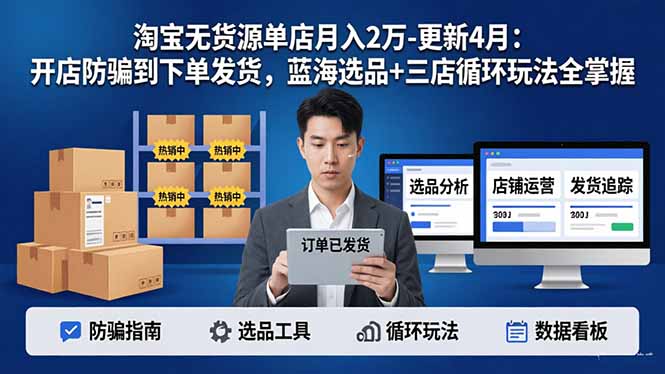 淘宝无货源5.0月入2万攻略 防骗选品 三店循环全解析-九零创业网